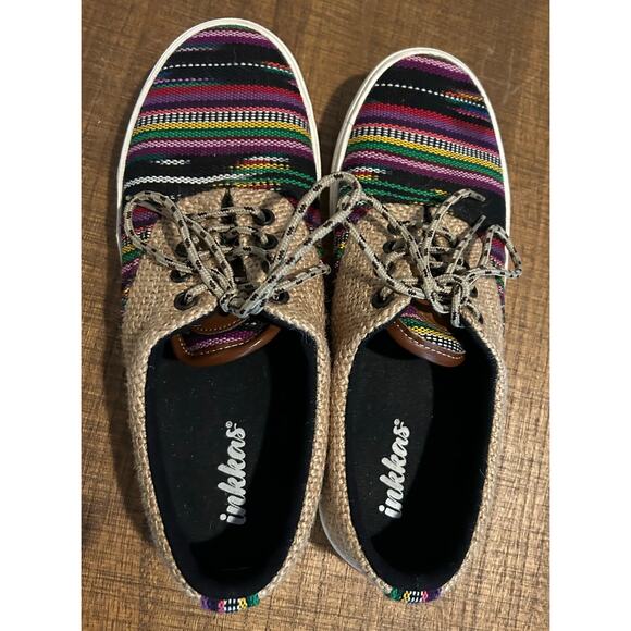Inkkas Unisex Handmade Lace Up Sneakers Womens 8 Mens 6 Mexico Southwest Aztec - Picture 4 of 8